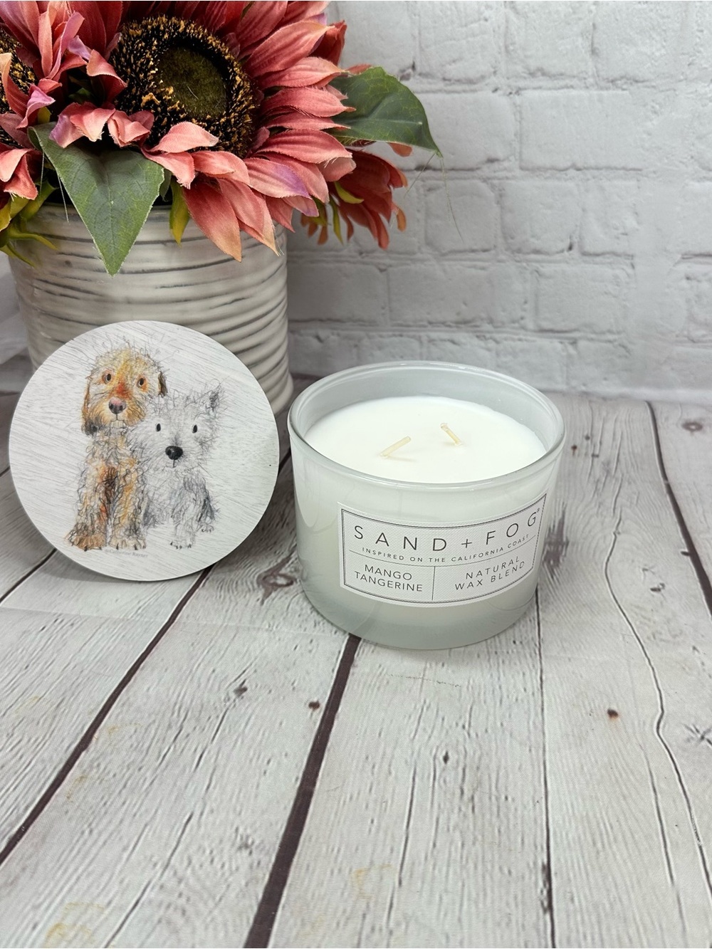 NWT Sand & Fog Mango Tangerine 2-Wick Candle terrier dog mom citrus decor